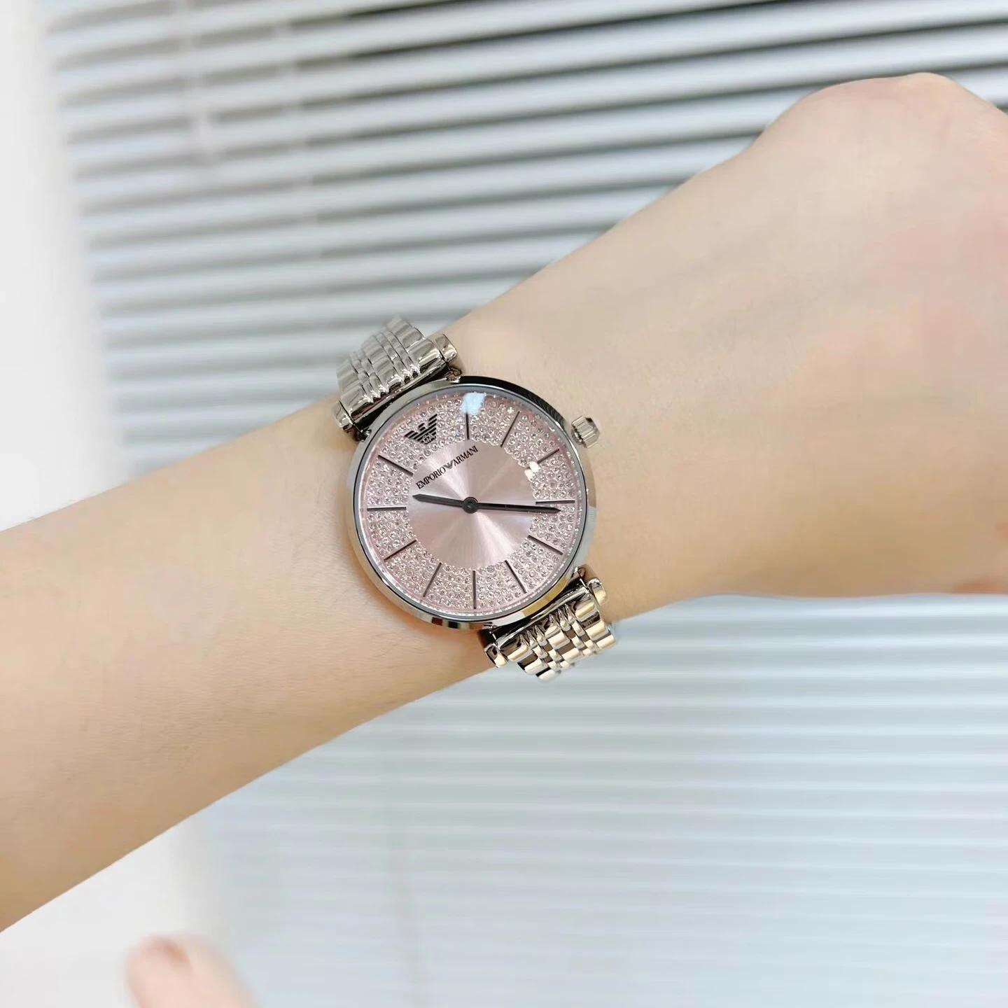 EXCHANGEARMANI正品满天星手表女士镶钻轻奢520七夕送礼手表女 AR11686银粉 32mm