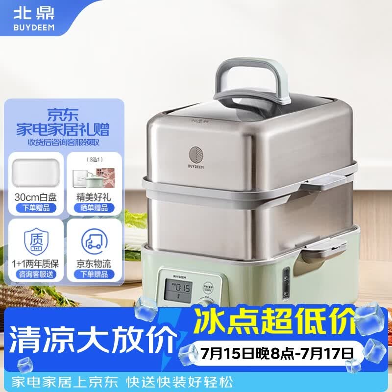 北鼎（Buydeem）电蒸锅蒸锅多功能锅蒸炖一体双层定时保温家用大容量二层婴儿适用自动免看火(G5541单锅)