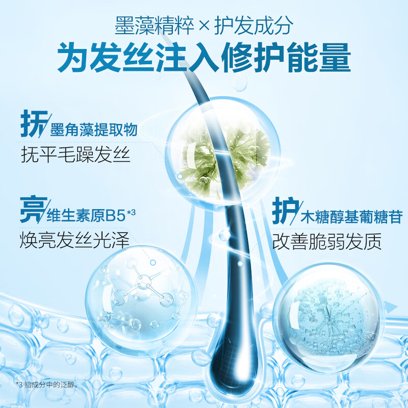 b2v墨藻洗发水丝滑修护580ml男女士清洁洗发露洗头膏 580ml-垂顺修护