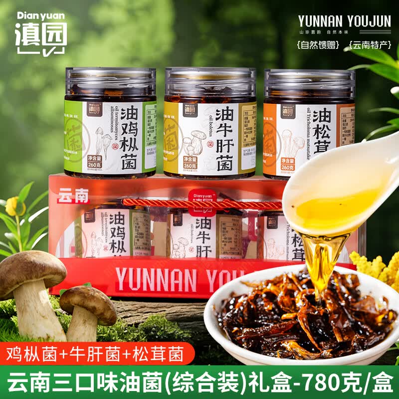 滇园（dianyuan）油鸡枞菌+牛肝菌+松茸菌780g 即食菌蘑菇酱下饭菜 云南特产伴手礼