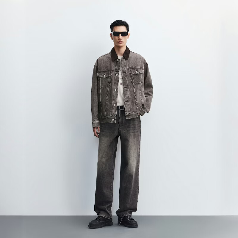 杰克·琼斯(JACK&JONES)【巴恩风】2026年秋季男装牛仔夹克男士潮流复古休闲新款外套衣服 E13棕灰色 S (170)