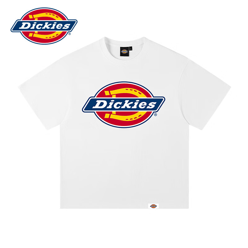 Dickies帝酷适T恤男短袖经典LOGO圆领印花宽松纯棉透气半袖上衣男女同款 黑色 【官方正品】 L 175-180cm/70-80kg