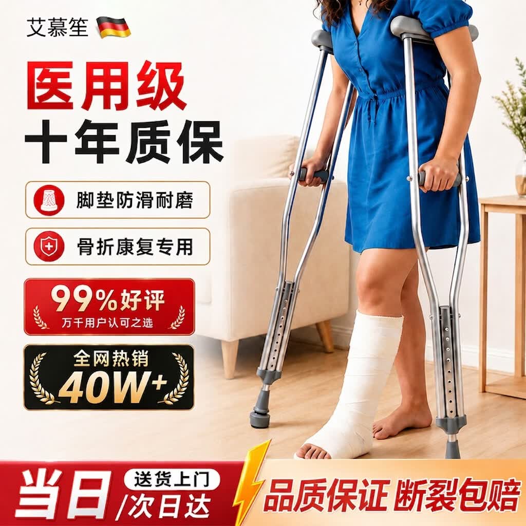 艾慕笙拐杖骨折专用行走助行双拐腋下拐医用年轻人崴脚康复不锈钢双拐