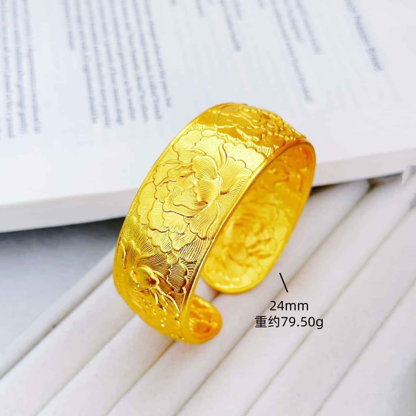【限时抢购】錾刻新中式富贵大牡丹花手镯婚嫁首饰秀送爱人送妈妈 富贵牡丹手镯【送礼盒】