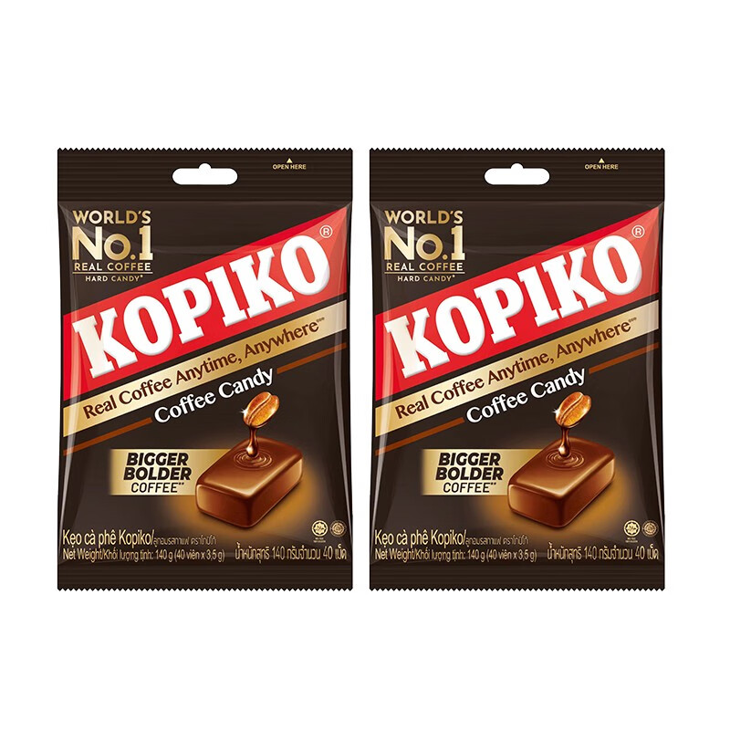 可比可（KOPIKO） 印尼进口kopiko可比可咖啡糖经典炭烧特浓咖啡味糖果硬糖零食 咖啡味硬糖140g*2包