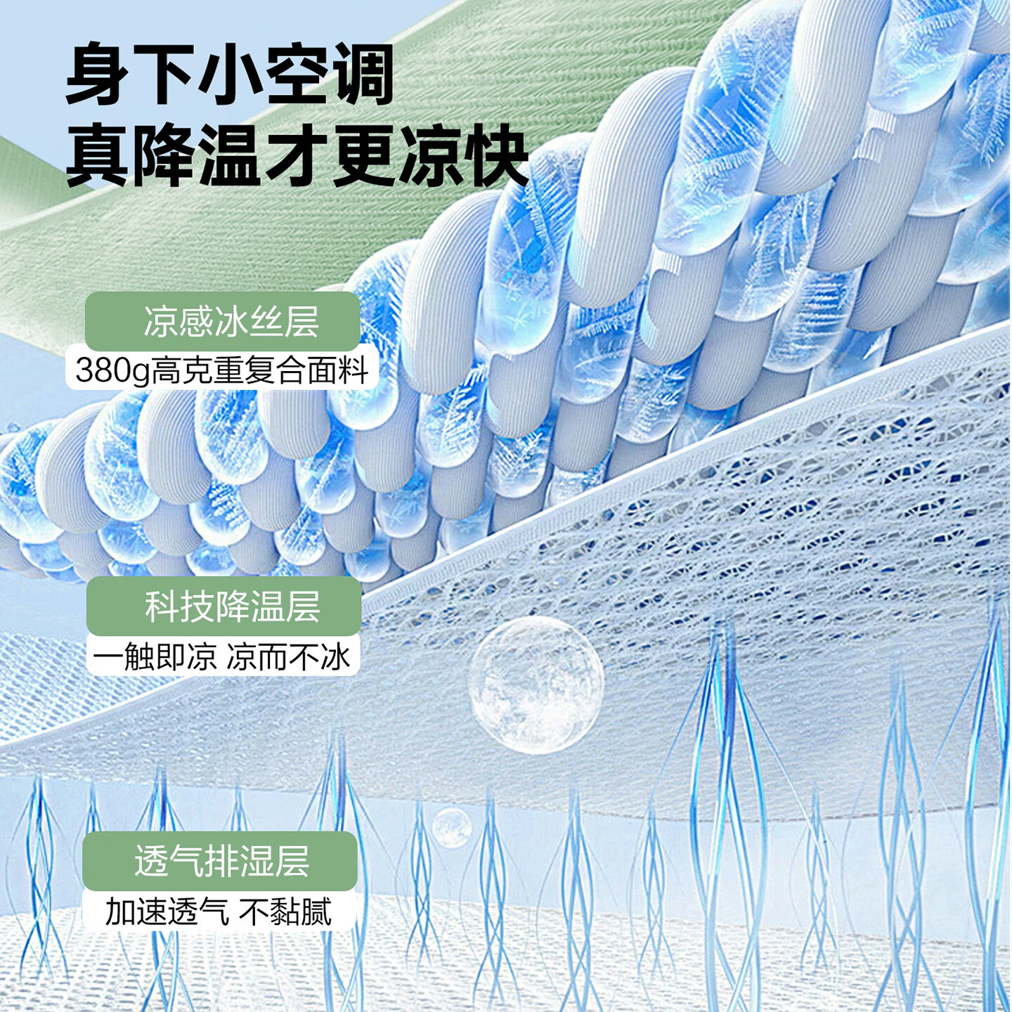 南极人(Nanjiren)凉席冰丝席夏天专用夏季水洗机洗席子2026新款学生宿舍单人空调席 冰爽-蓝【升级三明治透气网底】【凉而不冰 透气舒爽】 90*200cm单席