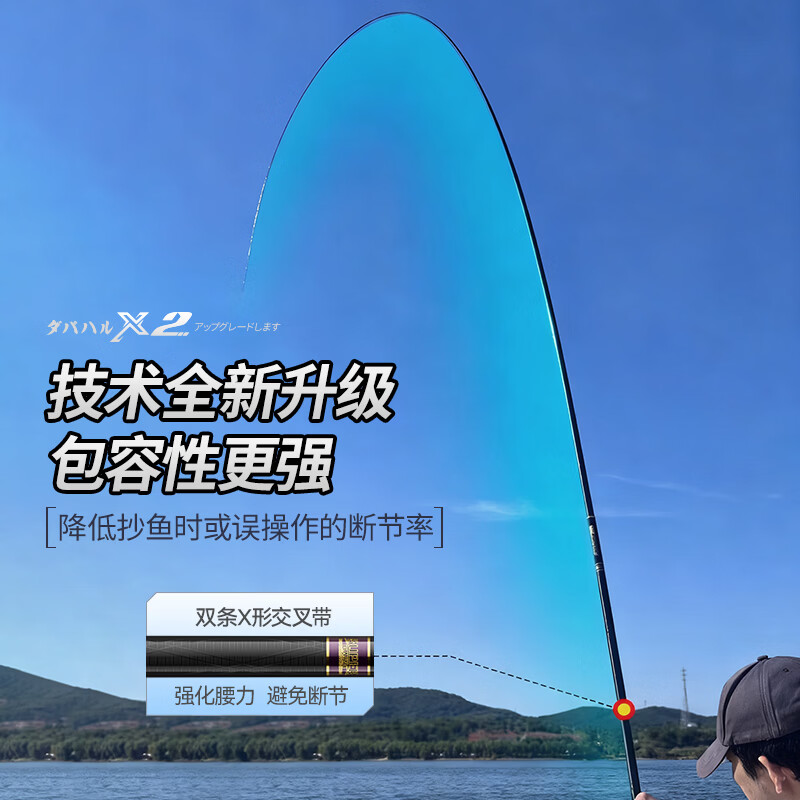 达瓦菱然X2轻量小综合竿日本进口碳素鱼竿手竿超轻超硬台钓鱼杆手杆鲫鱼竿 3.9m