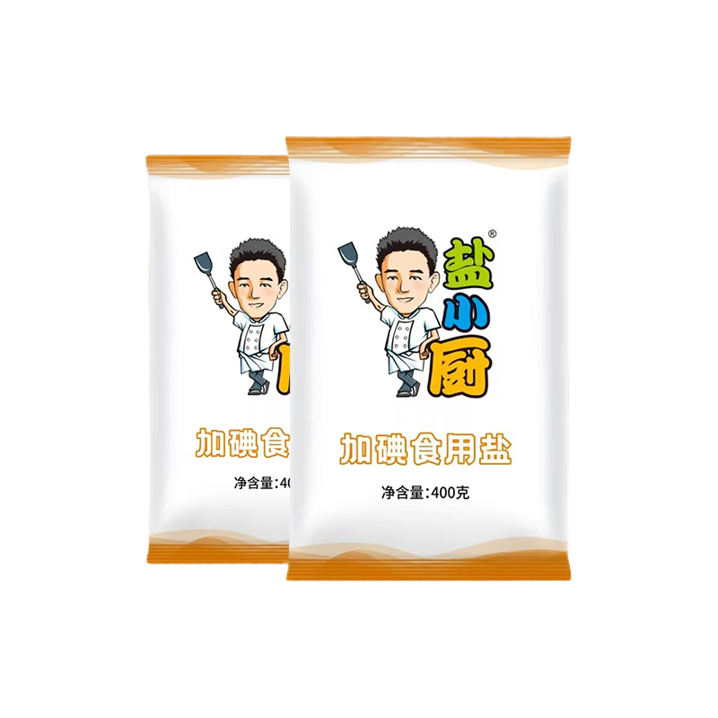 【限拍2单】雪天盐小厨食用盐整箱加碘精制400g未加碘盐批发家用 精制加碘盐400g 1袋