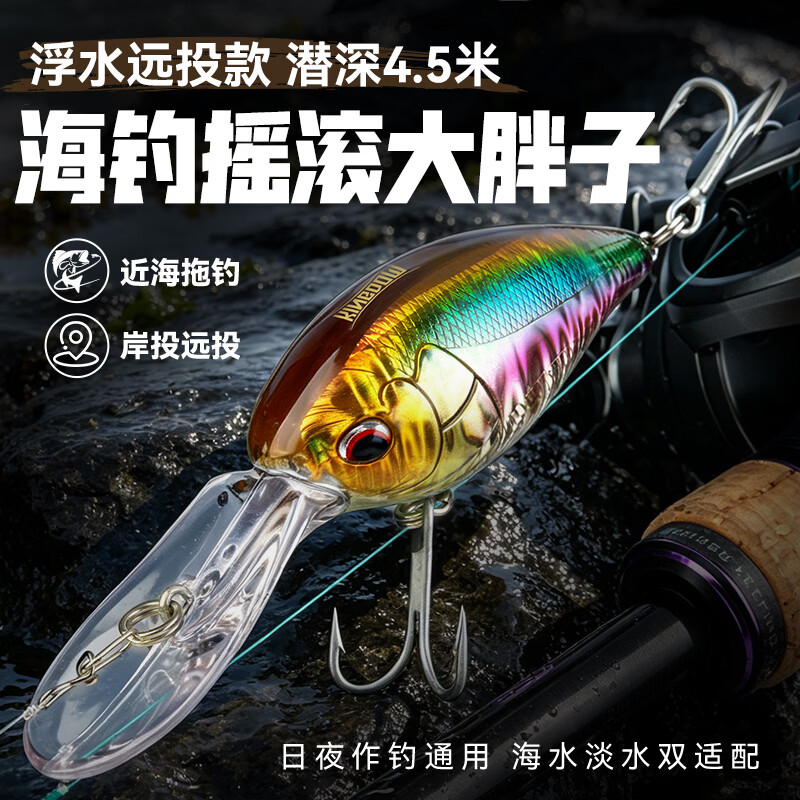 国王路亚假饵深潜摇滚胖子长舌假饵路亚石斑黑鲷红友潜深远投海钓硬饵 21.8g-01