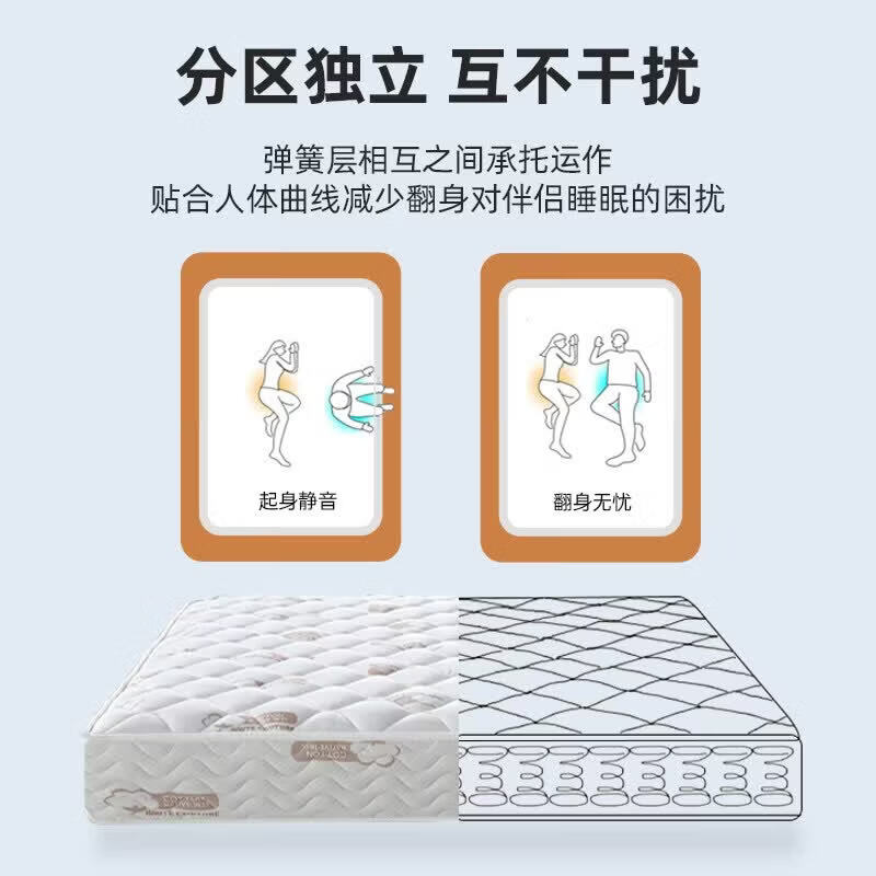 喜临门床垫独立弹簧定制静音天然乳胶床垫软垫家用黄麻护脊硬垫子两用 海绵+独立弹簧20cm 适中睡感 1.2*1.9m