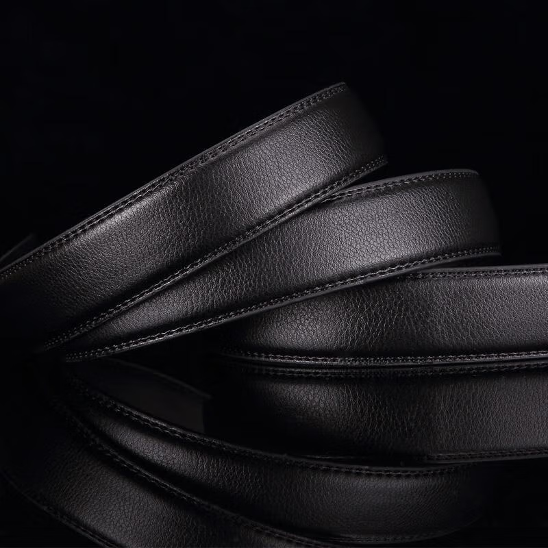 POACY男士皮带 豹子真牛皮腰带男 时尚商务情人节 情人节裤带男款 百搭 小ck金色扣 115cm 【33-35裤码】