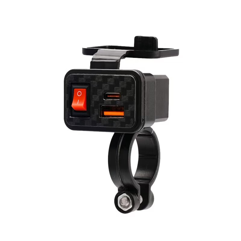 摩托车电动车USB+Type-c双口快充手机充电器带防水盖源头工厂 QJ-606
