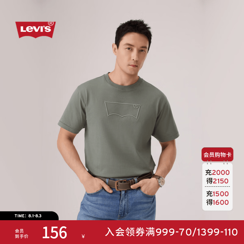 Levi's【商场同款】李维斯26年春夏新款男士美式休闲短袖T恤006PY 军绿色 M