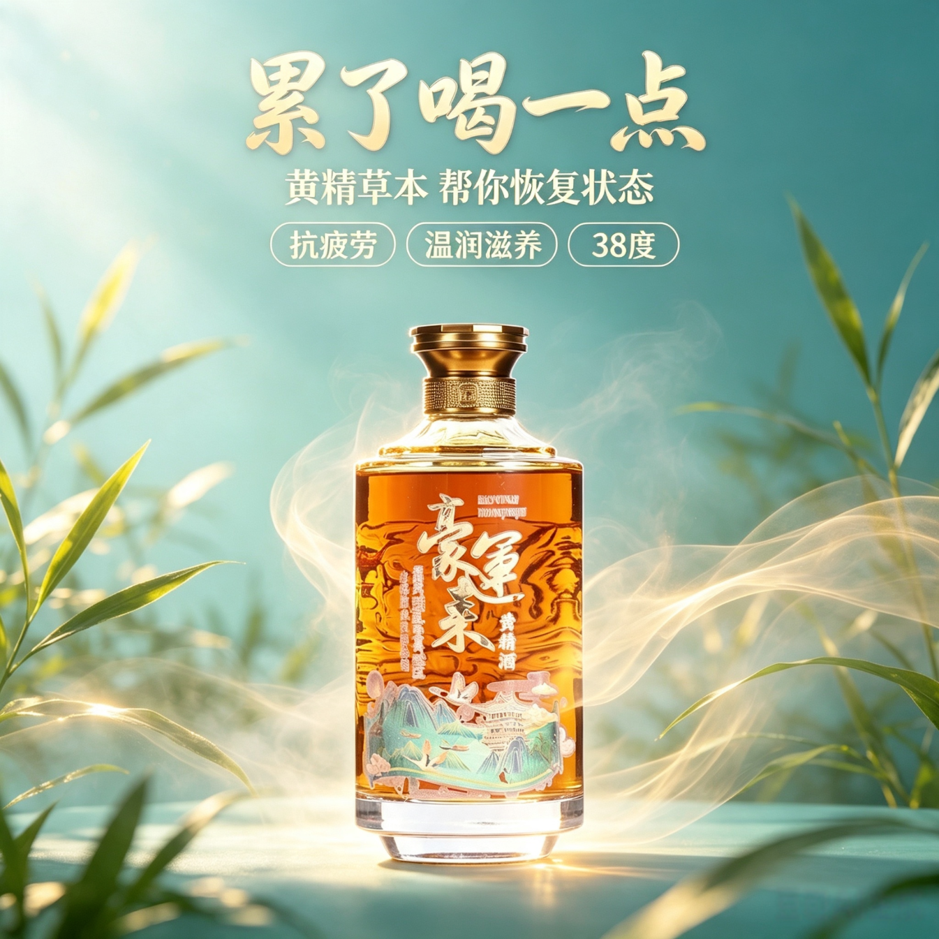 德意豪运来黄精酒零1瓶添加草本养生酒38度500毫升礼盒送礼庆功自饮 38度 500mL 1瓶