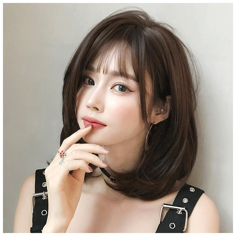 天使丝丝新款假发女短发齐刘海圆脸bobo头内扣整顶发套网红齐肩发