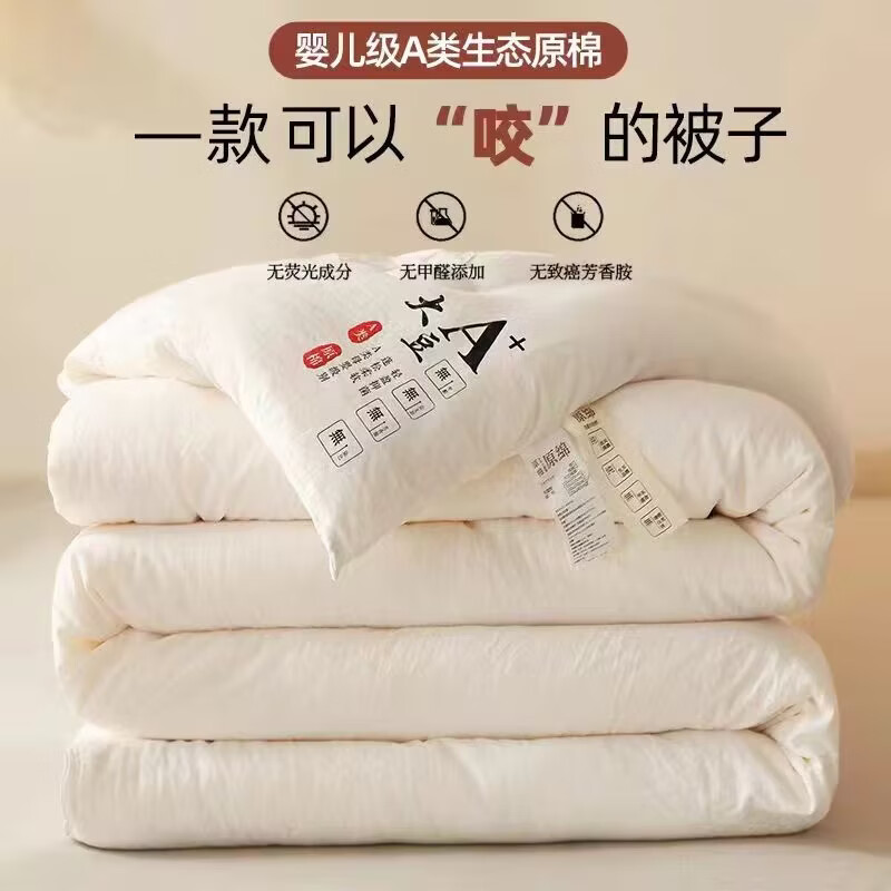 无印良品春秋被四季通用家用被褥被芯200x230cm双人冬季纤维被子加厚保暖 米白【柔软舒适 裸睡无忧】 200x230cm秋冬被【约6斤重】 通用