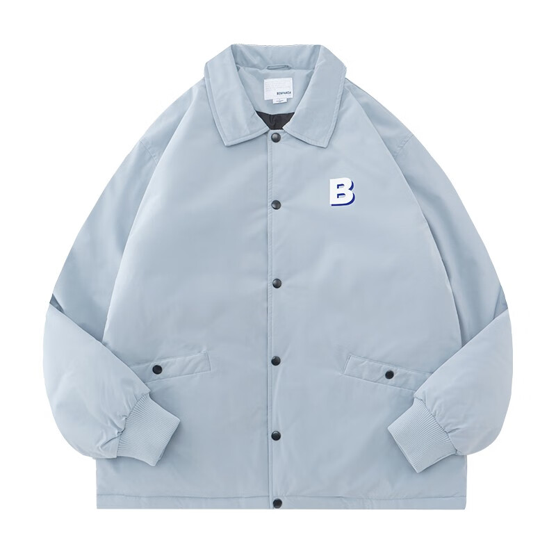 熊猫·本（ben.panda）棉服男潮牌翻领宽松休闲秋冬工装棉衣多穿情侣外套 灰蓝色（A款) 2XL