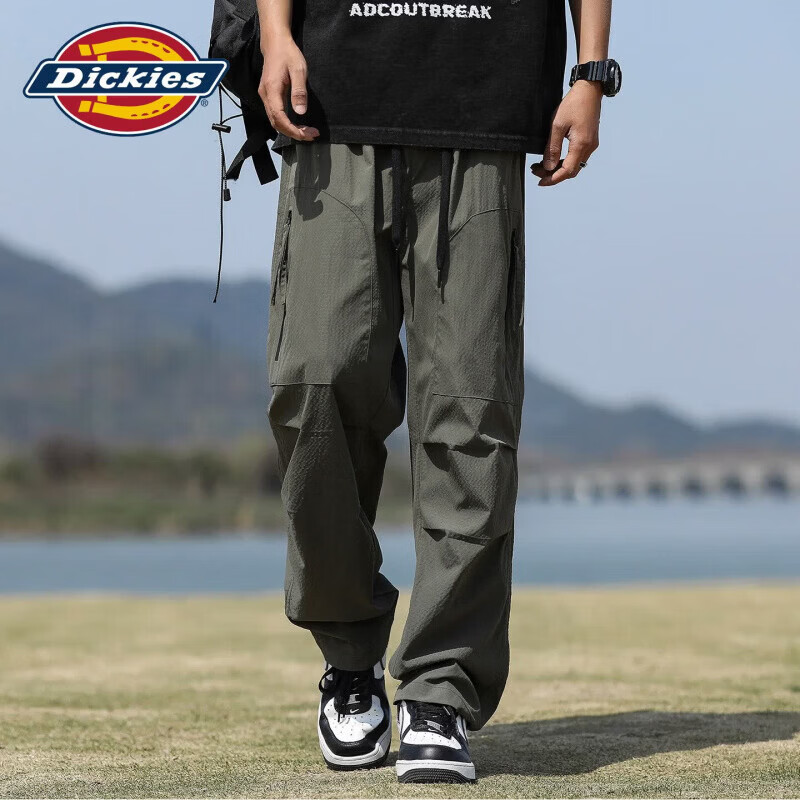 Dickies帝酷适休闲裤男士秋季薄款宽松直筒潮牌工装裤子冲锋裤男 军绿 XL 推荐125-145斤