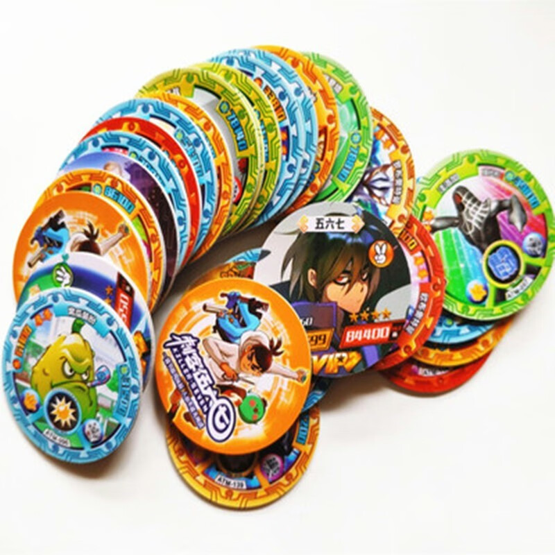 funloving奥特曼加厚pvc塑料小圆卡片牌男孩圆形砸摔圆原pia啪叽卡