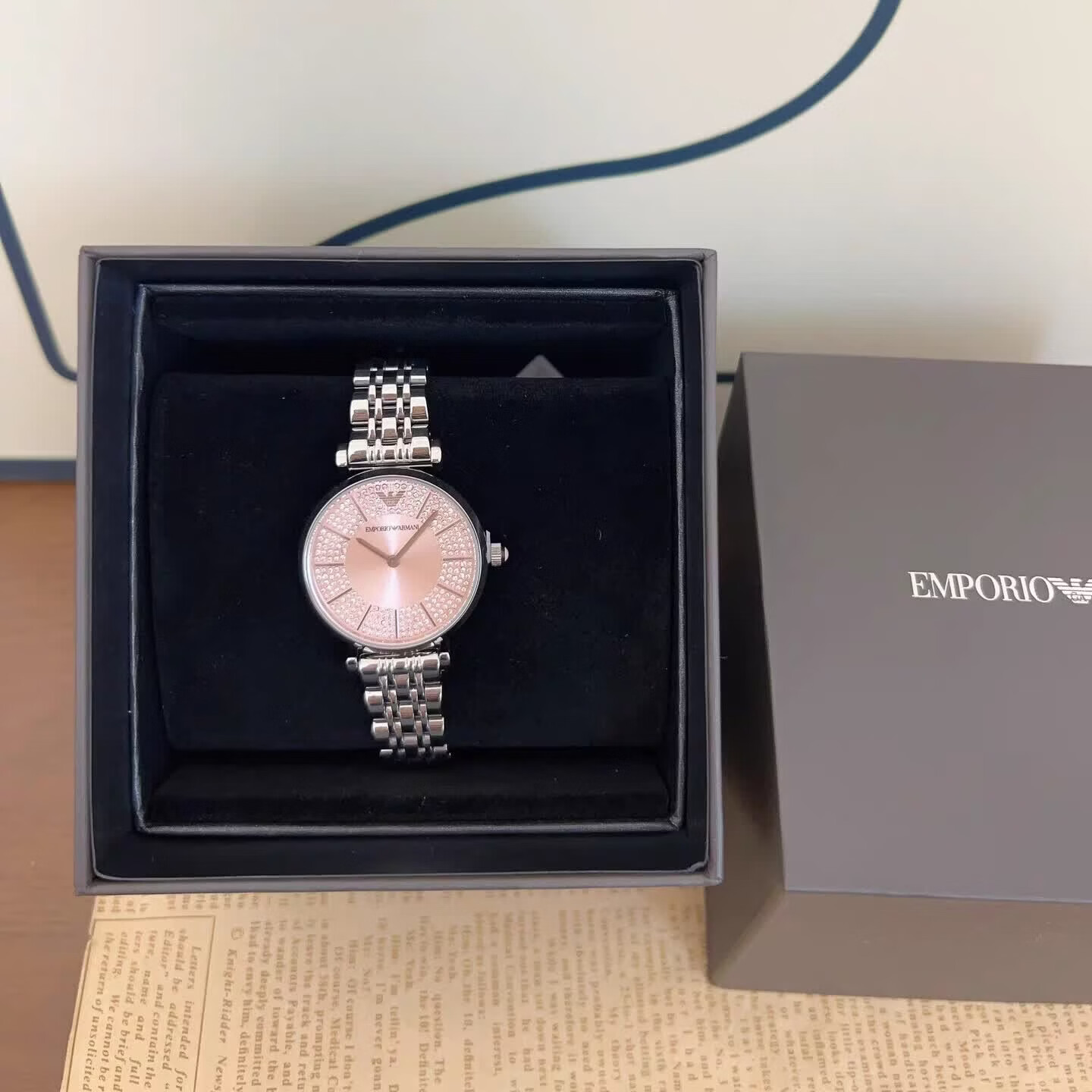 EXCHANGEARMANI正品满天星手表女士镶钻轻奢520七夕送礼手表女 AR11686银粉 32mm