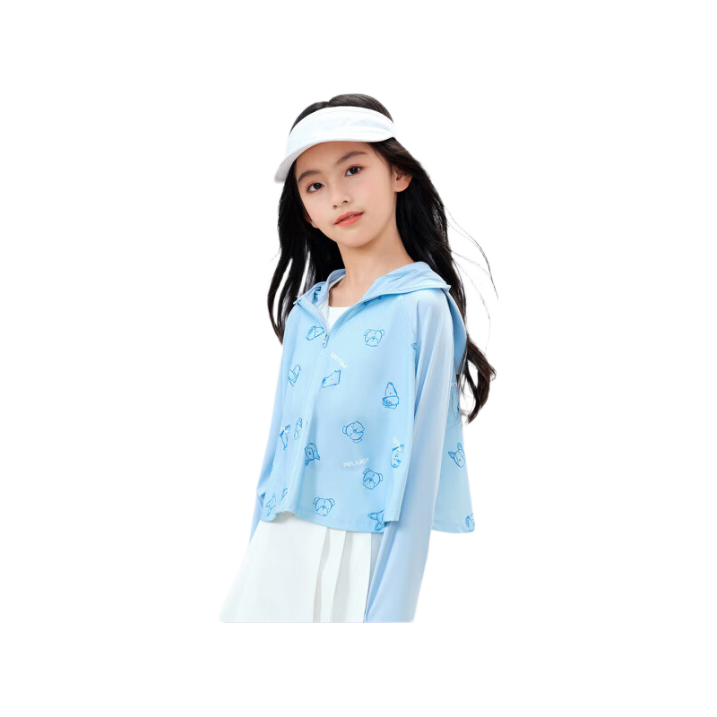 伯希和（Pelliot）户外防晒衣儿童外套夏季新款男女童冰丝透气轻薄斗篷 珠光白 130