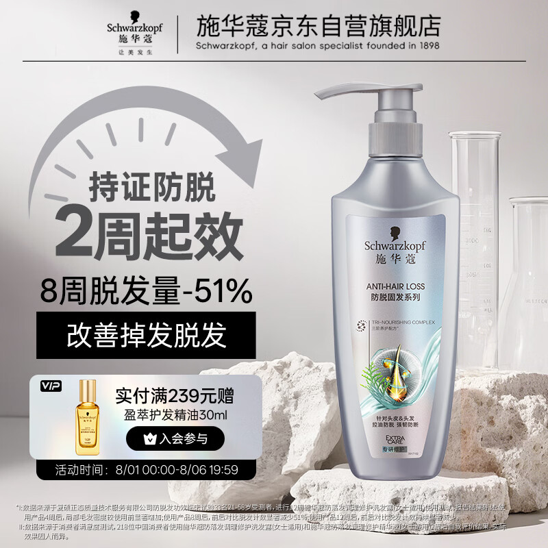 施华蔻（Schwarzkopf）防脱固发洗发露400ml  控油防脱发 固发防断发掉发女士新老包装