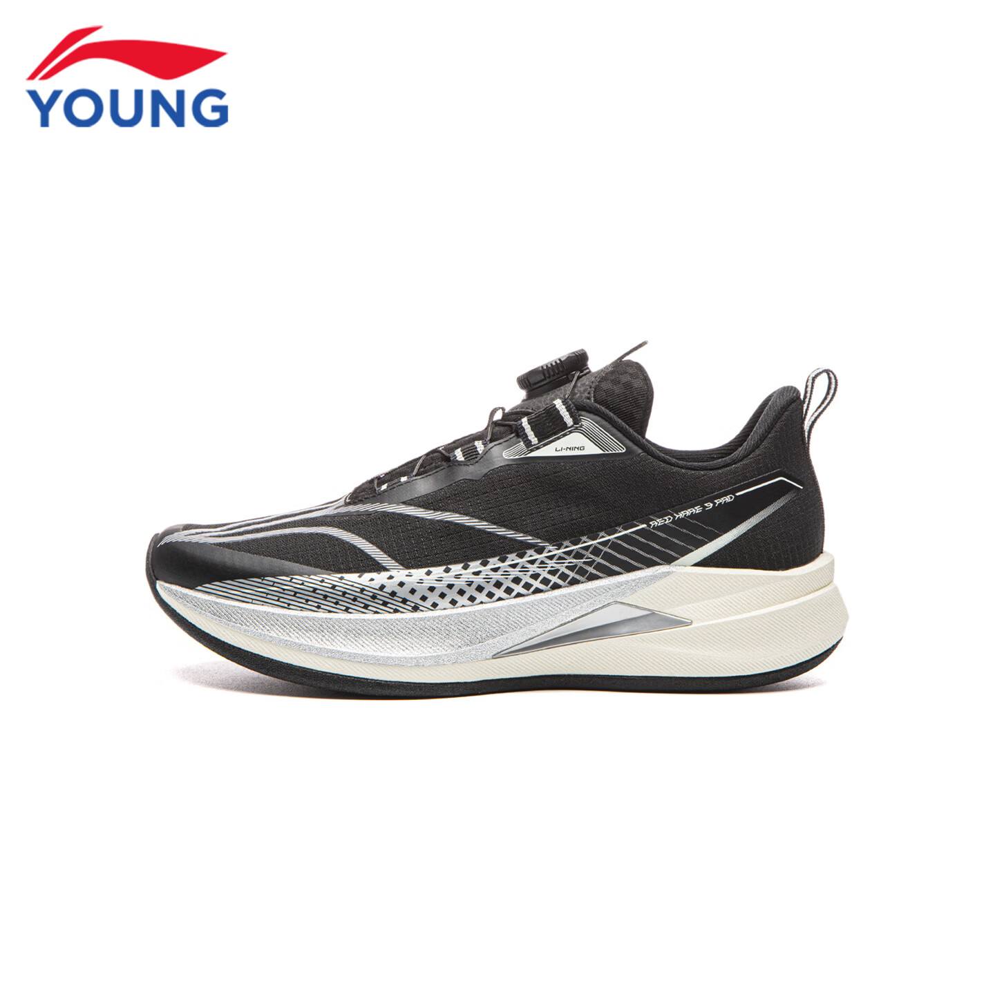李宁(LI-NING)儿童跑步鞋2026秋季新款赤兔9PRO男女大童低帮䨻丝轻量高回弹跑鞋 黑色/银色22-5 赤兔9 PRO纽扣 39