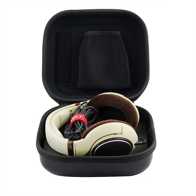 丰帆(FengFan) 适用于森海塞尔头戴式耳麦收纳包HD650/HD660S/HD400Pro/HD560S/HD600耳机盒抗压保护壳 麻灰色(带手提+固定绑带)