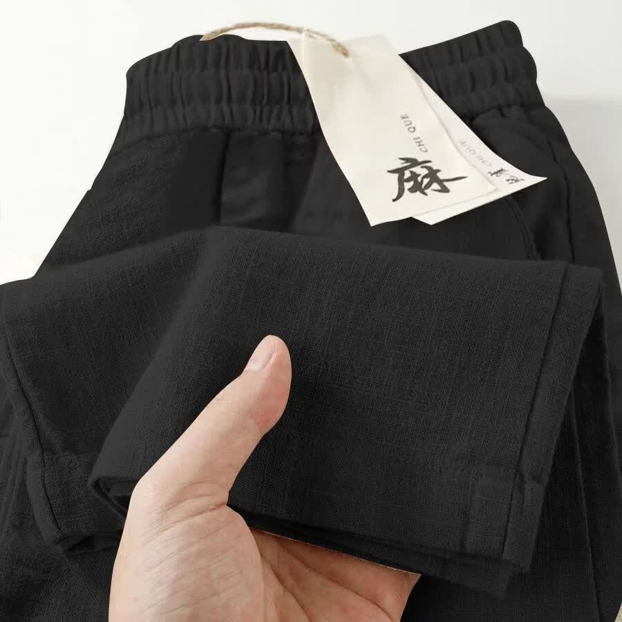 2026夏季新款高腰坠感文艺范棉麻休闲裤阔腿裤薄款舒适显瘦百搭女 黑色长裤 3XL 【146-155斤】