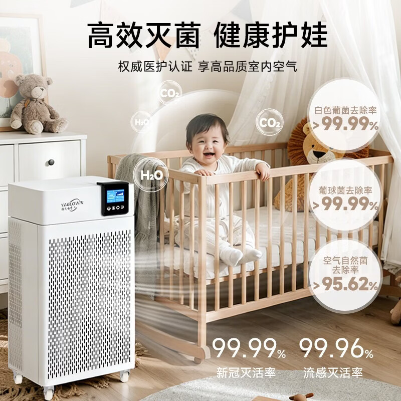 雅光云净YAGLOWIN空气消毒机医用级家用净化器99.99%除甲醛流新冠除猫毛宠物除菌除病毒除霾花粉一体机 Y-150【旗舰家庭净化消毒】
