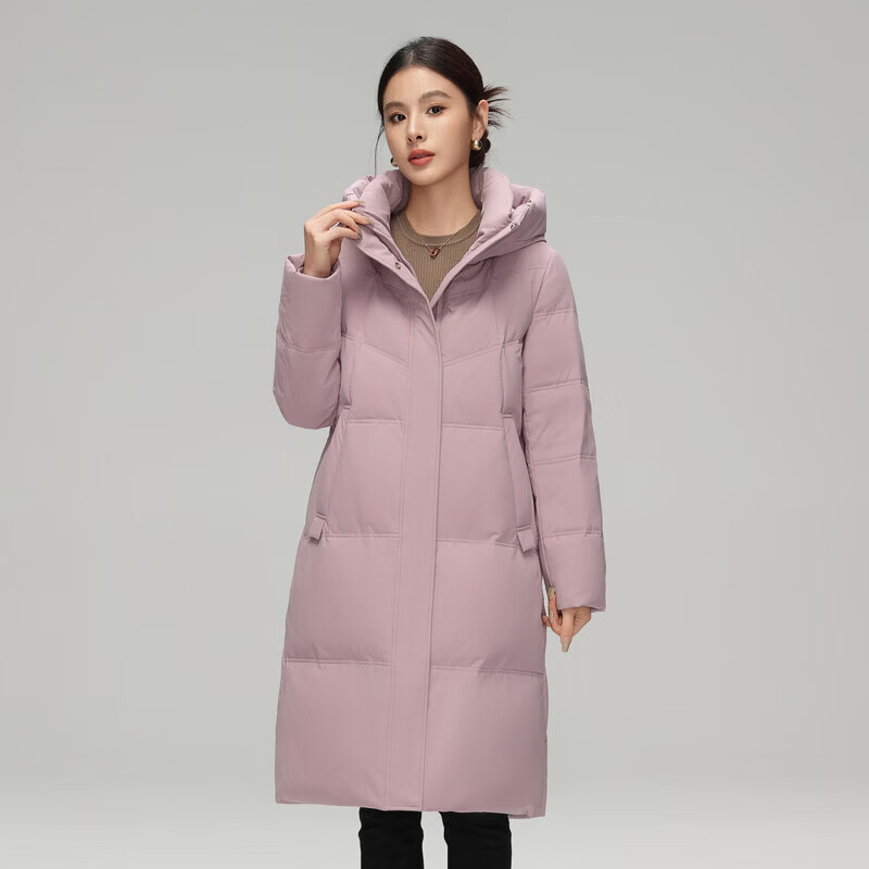 雪中飞【清仓】羽绒服女百搭情侣羽绒服舒适连帽女士中长款羽绒服鸭绒 香芋紫|6022-3994F XS 160/84A