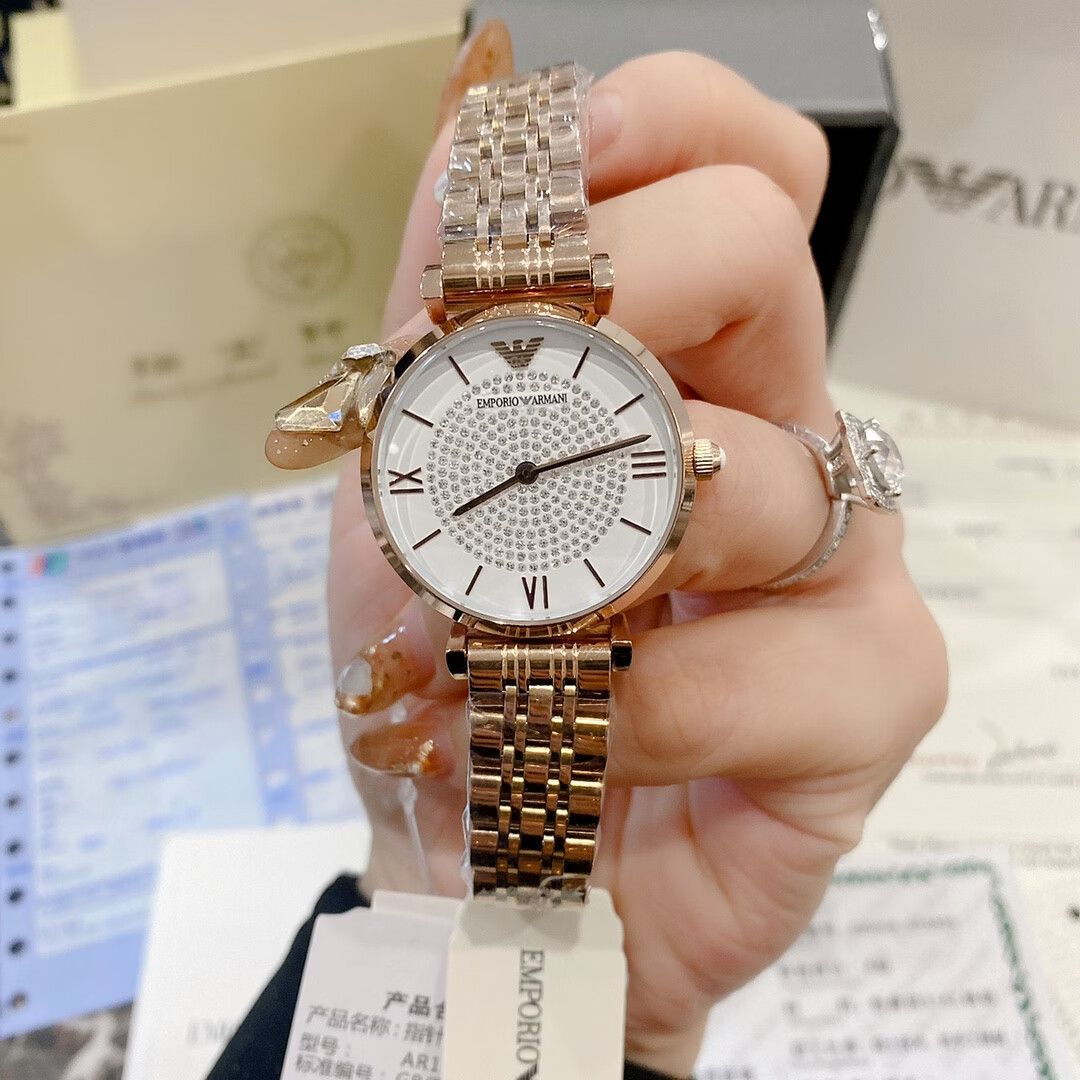 EXCHANGEARMANI正品满天星手表女士镶钻轻奢520七夕送礼手表女 AR11686银粉 32mm