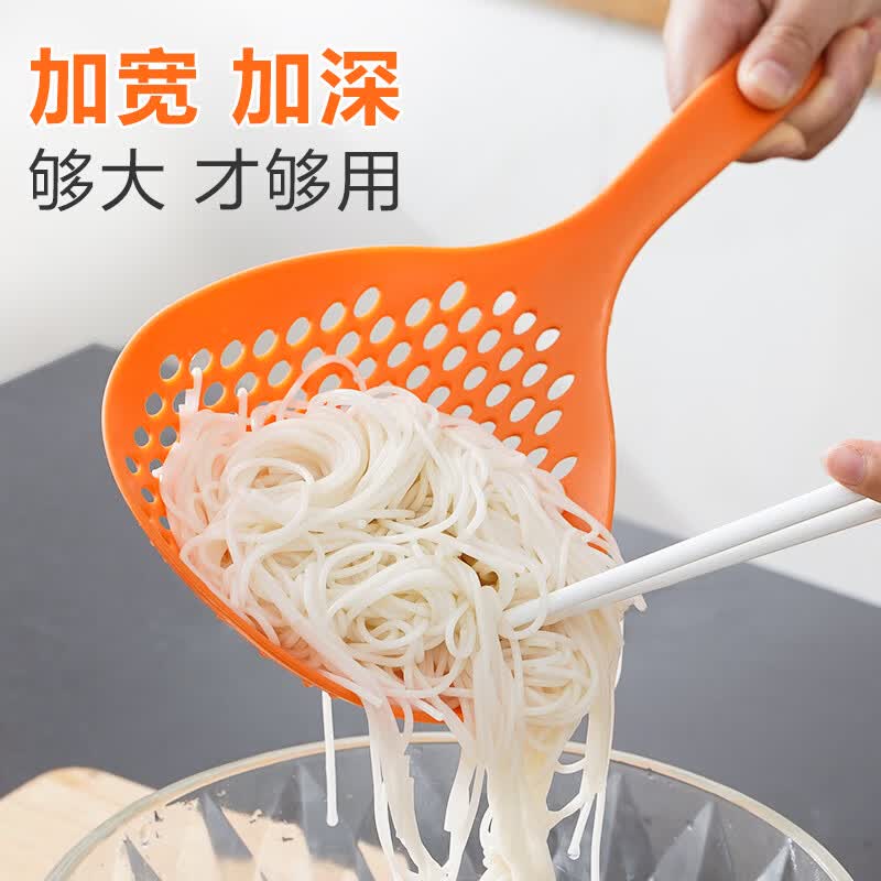 易思迪滤水大号漏勺厨房长柄捞饺子面条勺子家用油炸麻辣烫滤网沥水捞勺 白色2个装