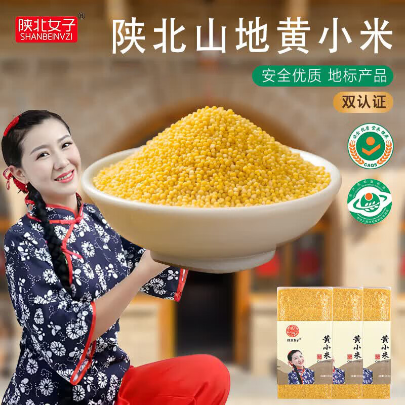 9.9元 陕北女子 陕北黄小米 500g 2袋 - 86线报