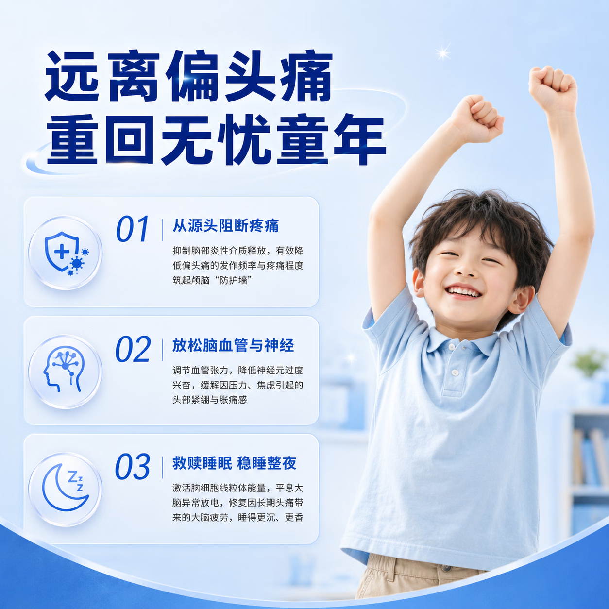 MigreLief美国进口迈立疏补镁小白菊维生素B2舒缓预防儿童偏头痛头晕营养包 预防舒缓儿童偏头痛 60粒*1瓶 【体验装】