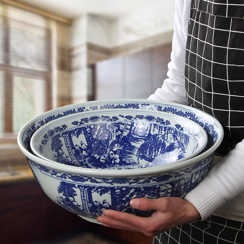 御梦赐轩 景德镇陶瓷超大碗百子图汤碗面碗汤盆和面盆水煮鱼碗餐具