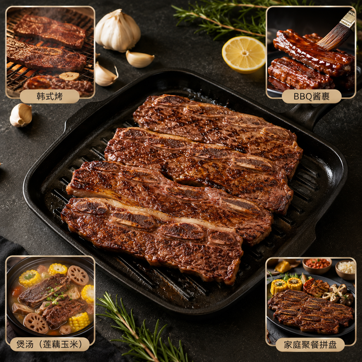 埃丝蓝Iceland澳洲进口原切谷饲牛仔骨1kg  家庭大包装 烧烤煎炸食材