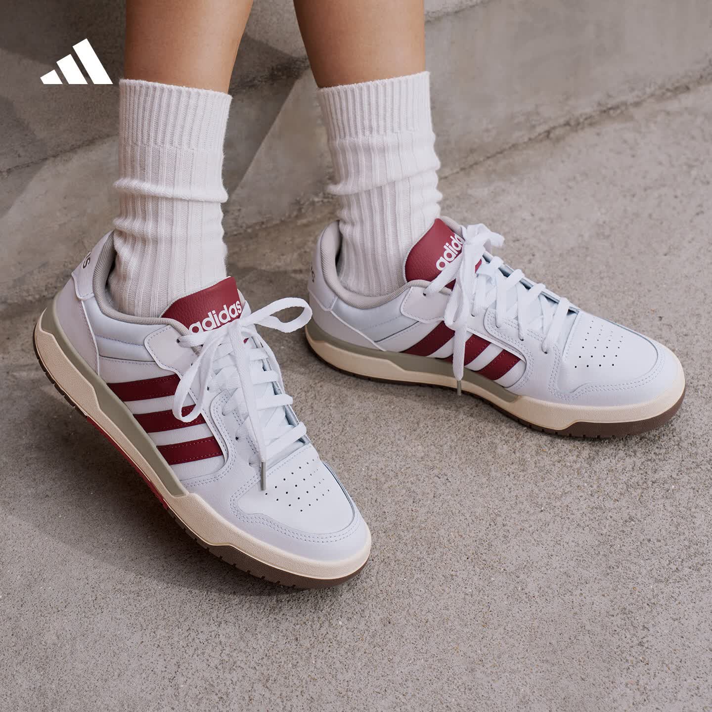 adidas ENTRAP美式校园风运动少年感复古篮球风板鞋男女阿迪达斯   白色/红色   42
