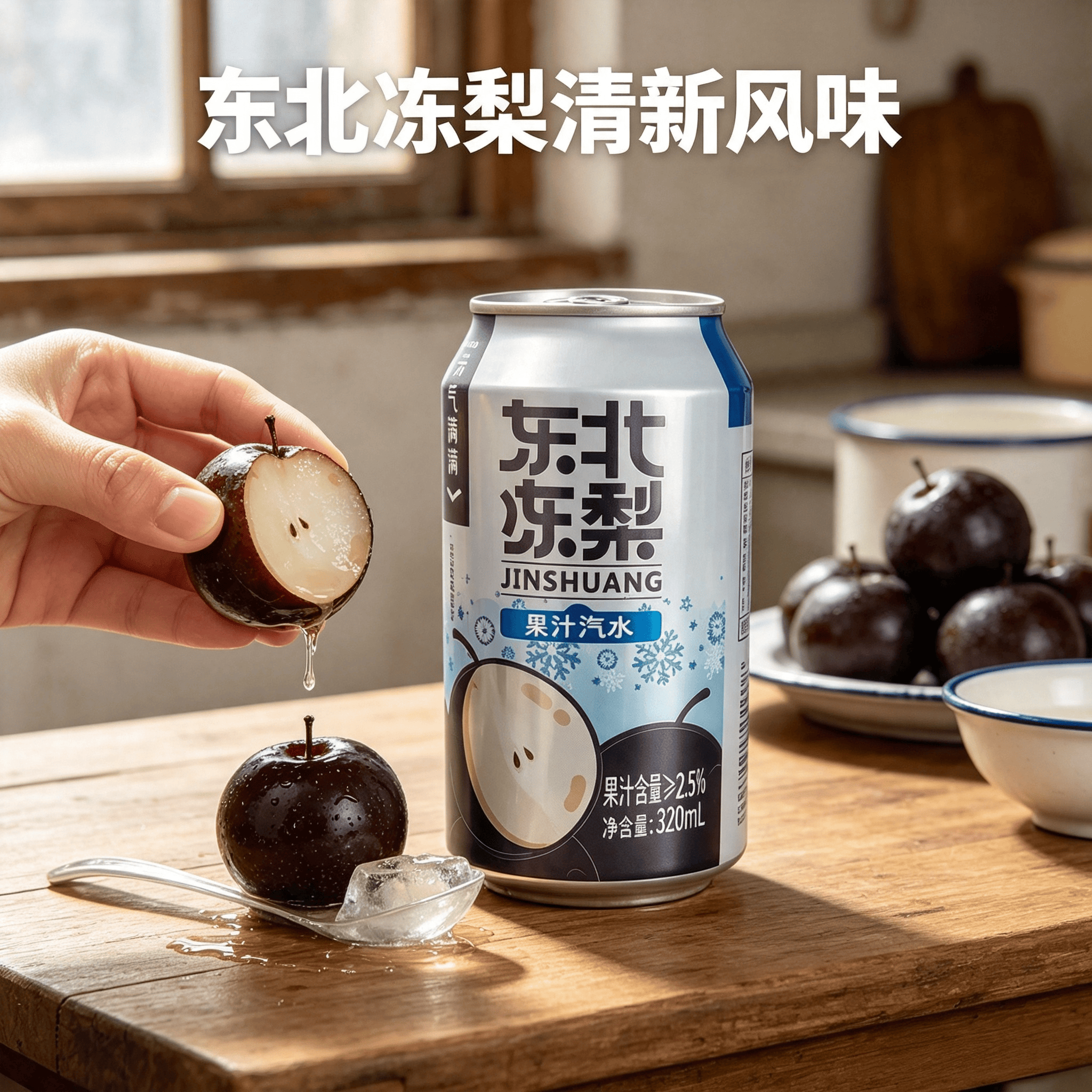 今爽东北冻梨汽水饮料气泡满满碳酸饮料320ml罐装气泡水厂家直发 24罐