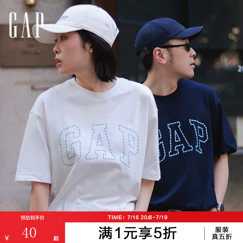 盖璞Gap男女装2026春季新款纯棉logo字母宽松短袖T恤百搭上衣 白色 868224 L (175/96A)亚洲尺码