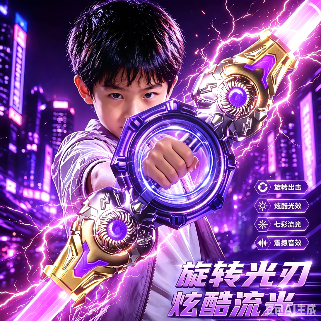 妙贝乐儿童玩具男孩生日礼物双刃光剑火旋剑双头伸缩旋转宝剑刀激光剑