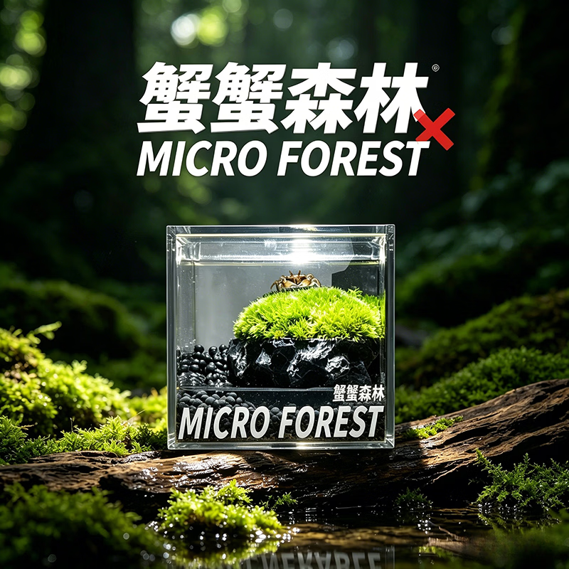 封茗苔藓微景观生态瓶办公室桌面绿植盆栽创意造景螃蟹缸室内观赏摆件 蟹蟹森林（螃蟹缸）送3只蟹