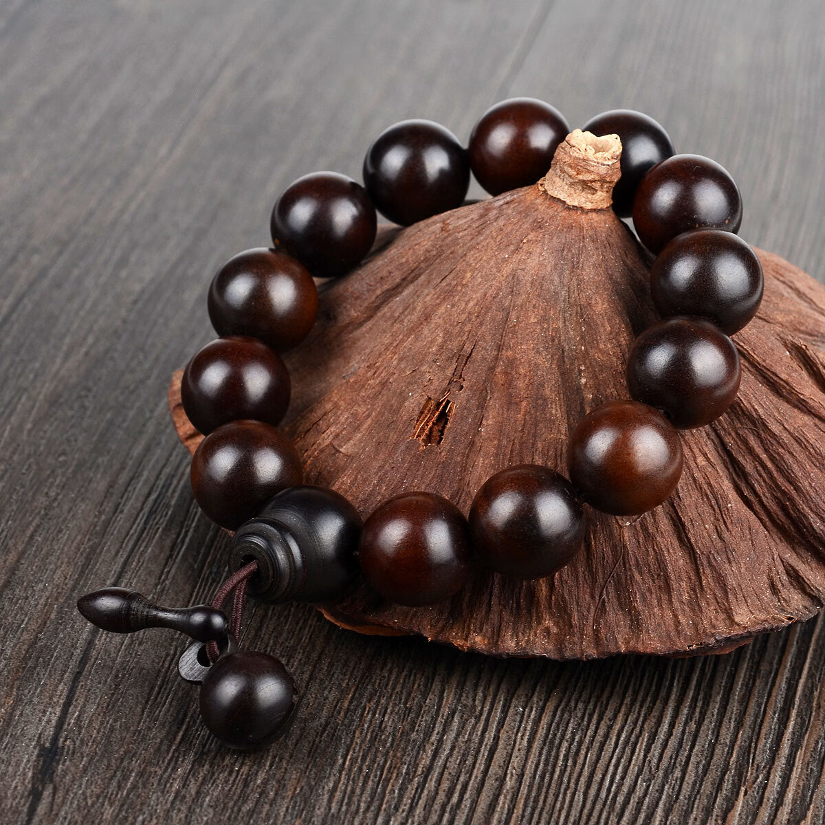 雷击桃木好运黑桃木佛珠木鱼手链手串 男女款念珠饰品情侣 sn8913 珠