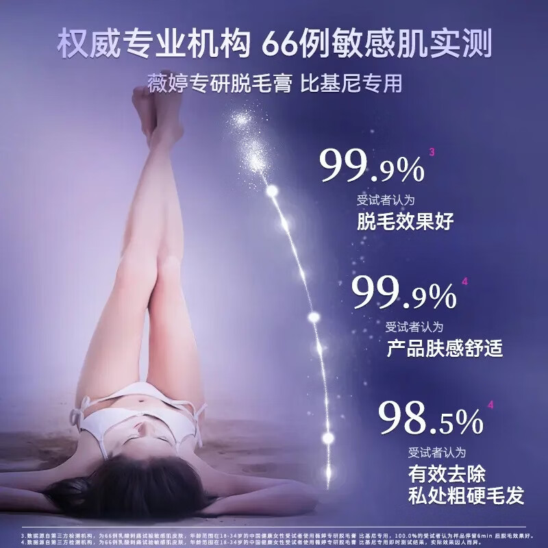 薇婷【宋茜推荐】Veet薇婷专研私处身体腋下硬毛温和深层脱毛膏 产品 【私处专研比基尼脱毛膏50ml】3支