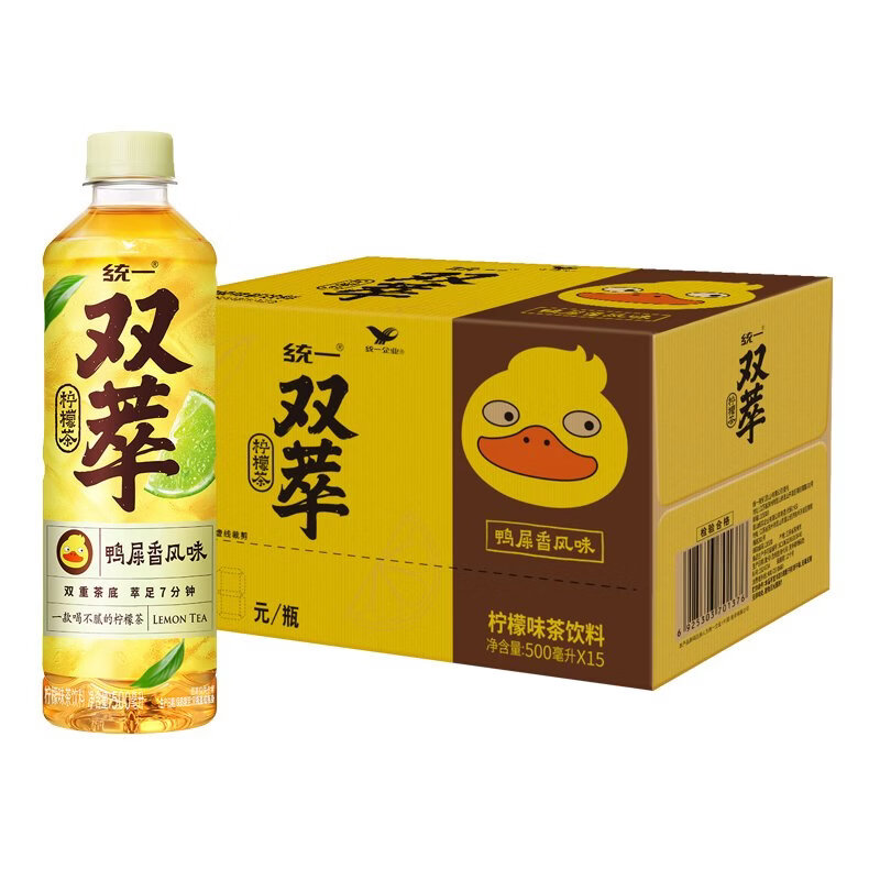 统一双萃 柠檬茶 500ml*15瓶 整箱装(新老包装随机发货)