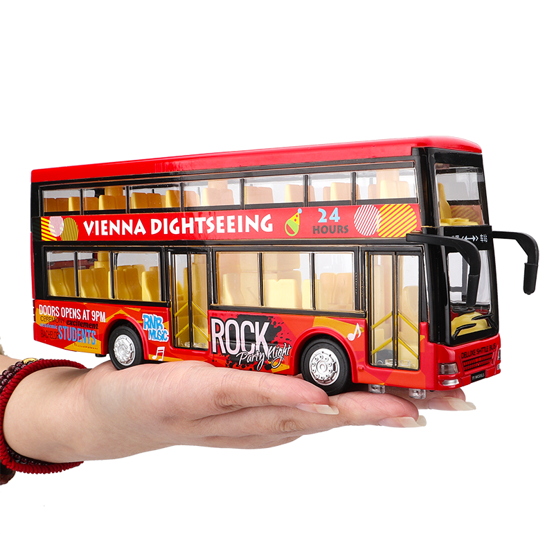 卡威品牌1/32合金公交车玩具校车男孩大号双层巴士价格走势及评测