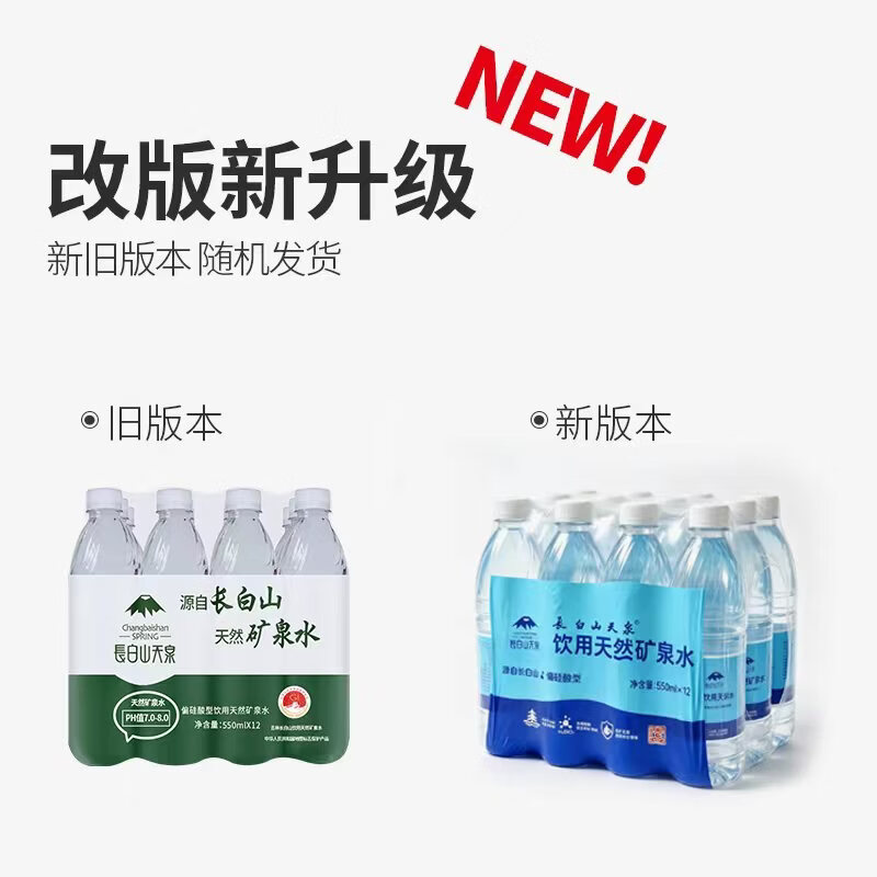 长白山天泉偏硅酸型矿泉水 天然弱碱性小瓶饮用水 550ml*12瓶