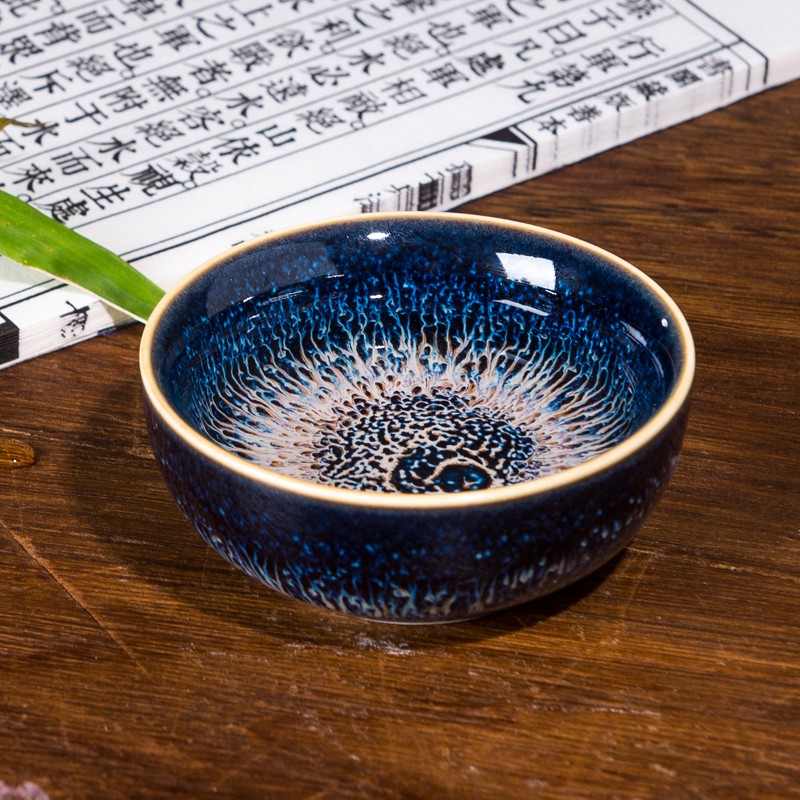 鋆钰 建盏茶杯陶瓷杯办公家用功夫茶杯茶盏 窑变天目茶具建盏品茗杯功夫小茶杯子主人杯单杯 D款普洱杯 天目釉