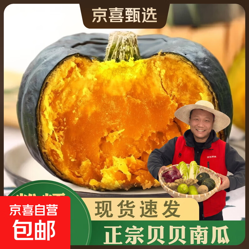 精品贝贝南瓜新鲜当季粉糯香甜孕妇婴儿辅食香甜软糯低卡减脂 贝贝南瓜【大果】 4.5斤 净重（单果300g以上）