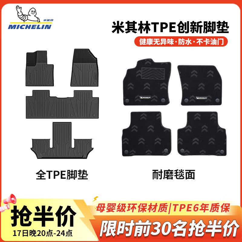 米其林（MICHELIN）WEY魏牌蓝山脚垫哈弗猛plus大狗坦克300长城欧拉好猫TPE汽车脚垫 魏牌蓝山6座 【23款-至今】 双层脚垫